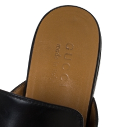 Pre Owned Gucci Black Tiger Embroidered Leather Princetown Horsebit Mules Size 40.5