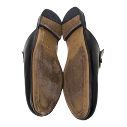 Pre Owned Gucci Black Tiger Embroidered Leather Princetown Horsebit Mules Size 40.5