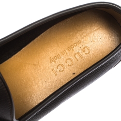 مملوكة مسبقًا Gucci Brown Leather Horsebit Slip On Loafers Size 41