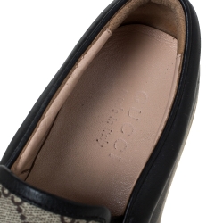 Gucci Black/Beige GG Supreme Canvas And Leather Tiger Slip On Sneakers Size 41.5