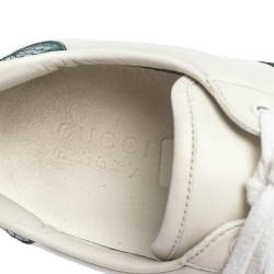 Gucci White Leather Ace Bee Web Low Top Sneakers Size 42