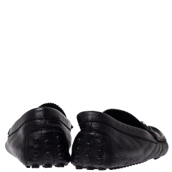 500 By Gucci Black Leather Horsebit Web Detail Driver Loafers Size 45