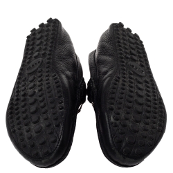 500 By Gucci Black Leather Horsebit Web Detail Driver Loafers Size 45