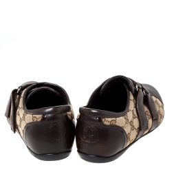 Gucci Brown Guccissima Canvas and Leather Velcro Sneakers Size 40