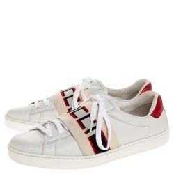 Gucci White Leather Ace Stripe Low Top Sneakers Size 39
