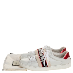 Gucci White Leather Ace Stripe Low Top Sneakers Size 39