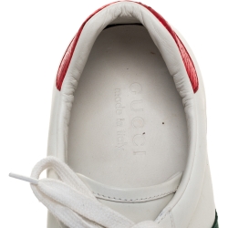 Gucci White Leather Ace Bee Web Detail Low Top Sneakers Size 42