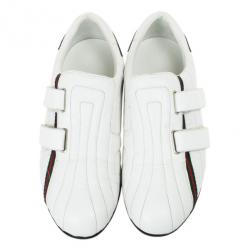 مملوكة مسبقًا Gucci White Leather Velcro Sneakers Size 41