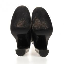 Pre Owned Gucci Black Leather Bamboo Classic High Knee Length Boots Size 38.5