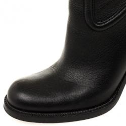 Pre Owned Gucci Black Leather Bamboo Classic High Knee Length Boots Size 38.5