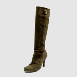 مملوكة مسبقًا Gucci Brown Suede Hysteria' Knee Length Boots Size 35.5