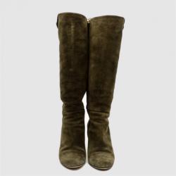 مملوكة مسبقًا Gucci Brown Suede Hysteria' Knee Length Boots Size 35.5