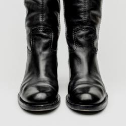 Pre Owned Gucci Black Leather Knee Length Boots Size 38