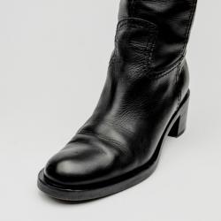 Pre Owned Gucci Black Leather Knee Length Boots Size 38