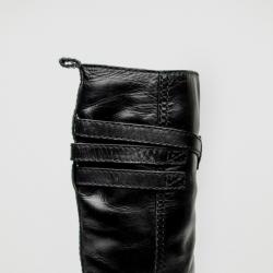 Pre Owned Gucci Black Leather Knee Length Boots Size 38