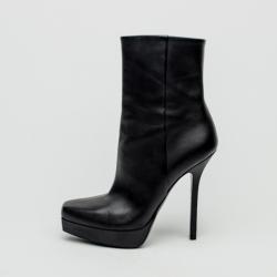Pre Owned Gucci Black Leather Mid Calf Platform Boots Size 39