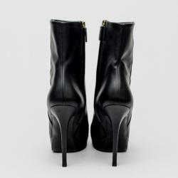Pre Owned Gucci Black Leather Mid Calf Platform Boots Size 39