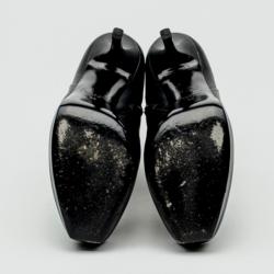 Pre Owned Gucci Black Leather Mid Calf Platform Boots Size 39