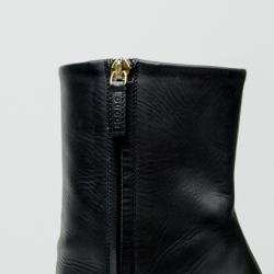 Pre Owned Gucci Black Leather Mid Calf Platform Boots Size 39