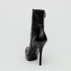 Pre Owned Gucci Black Leather Mid Calf Platform Boots Size 39