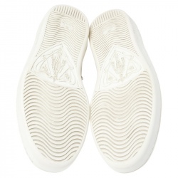 مملوكة مسبقًا حذاء رياضي غوتشي منخفض من أعلى تايغر مطرز أيس جلد أبيض مقاس 42