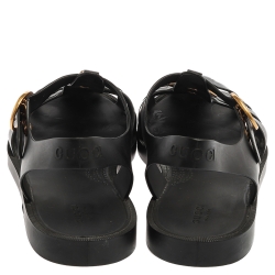 Pre Owned صندل غوتشي سير إبزيم مزخرف نمر ومارمونت مطاط أسود مقاس 43