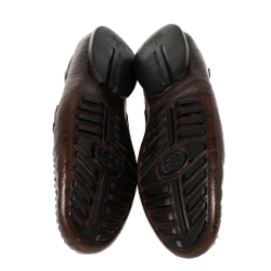Pre Owned حذاء لوفرز غوتشي بيني جلد غوتشيسيما بني داكن مقاس 41