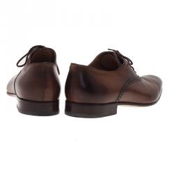 Pre Owned Gucci Brown Leather Lace Up Oxfords Size 42.5