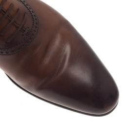 Pre Owned Gucci Brown Leather Lace Up Oxfords Size 42.5