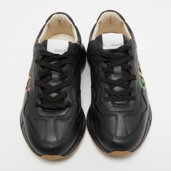 مملوكة مسبقًا Gucci Black Leather Rhyton Sneakers Size 40.5