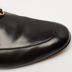 Pre Owned Gucci Black Leather and Fur Princetown Mules Size 44 