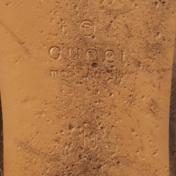 Pre Owned Gucci Black Leather and Fur Princetown Mules Size 44 