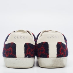 Gucci Multicolor Leather and Fur GG Ace Low Top Sneakers Size 43