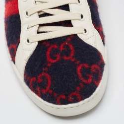 Gucci Multicolor Leather and Fur GG Ace Low Top Sneakers Size 43