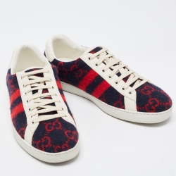 Gucci Multicolor Leather and Fur GG Ace Low Top Sneakers Size 43