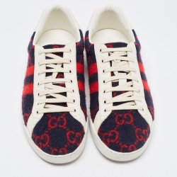 Gucci Multicolor Leather and Fur GG Ace Low Top Sneakers Size 43