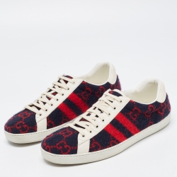 Gucci Multicolor Leather and Fur GG Ace Low Top Sneakers Size 43