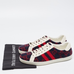 Gucci Multicolor Leather and Fur GG Ace Low Top Sneakers Size 43