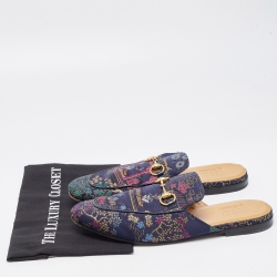 Gucci Multicolor Brocade Fabric Princetown Mules Size 42.5