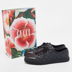 Gucci Blue/Black GG Canvas And Leather Cap Toe Low Top Sneakers Size 41.5