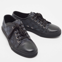 Gucci Blue/Black GG Canvas And Leather Cap Toe Low Top Sneakers Size 41.5