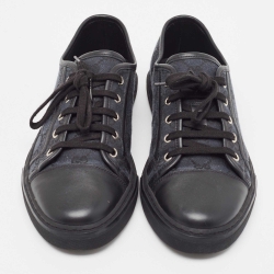 Gucci Blue/Black GG Canvas And Leather Cap Toe Low Top Sneakers Size 41.5