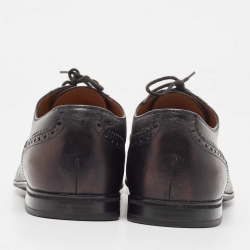Gucci Black Brogue Leather Lace Up Oxfords Size 40.5