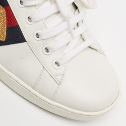 Gucci White Leather Loved Embroidered Ace Sneakers Size 40