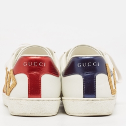 Gucci White Leather Loved Embroidered Ace Sneakers Size 40
