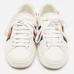 Gucci White Leather Loved Embroidered Ace Sneakers Size 40