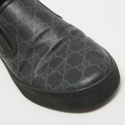 Pre Owned Gucci Black GG Coated Canvas and Leather Slip On Sneakers Size 41.5