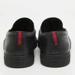 Pre Owned Gucci Black GG Coated Canvas and Leather Slip On Sneakers Size 41.5