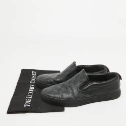 Pre Owned Gucci Black GG Coated Canvas and Leather Slip On Sneakers Size 41.5