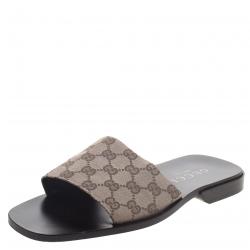 مملوكة مسبقًا Gucci Beige GG Canvas Sandals Size 42